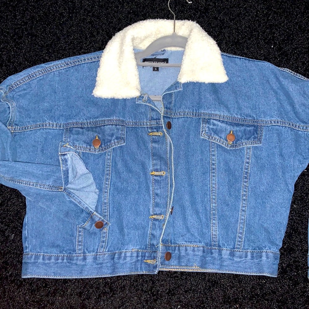 PLT Mid Wash Borg Collar Denim Jacket